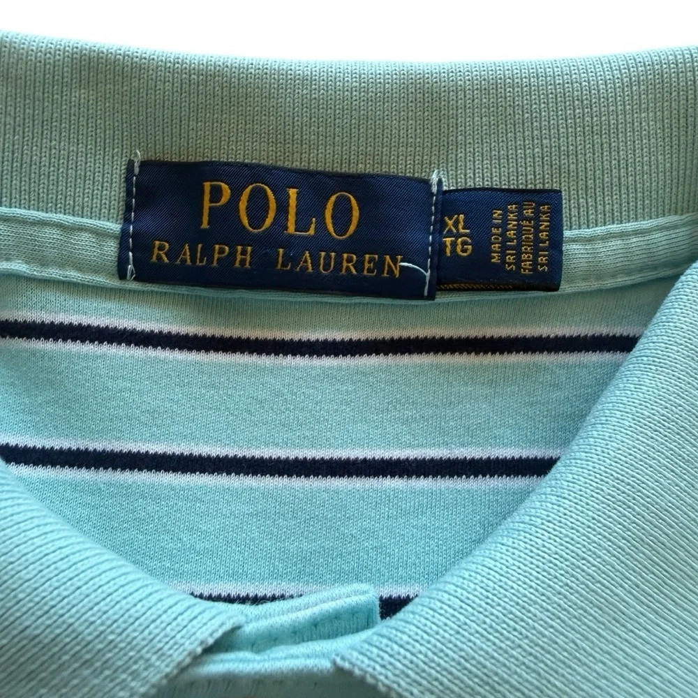 Polo Ralph Lauren Polo Shirt Mens XL Blue Striped Short Sleeve Pony Logo Casual